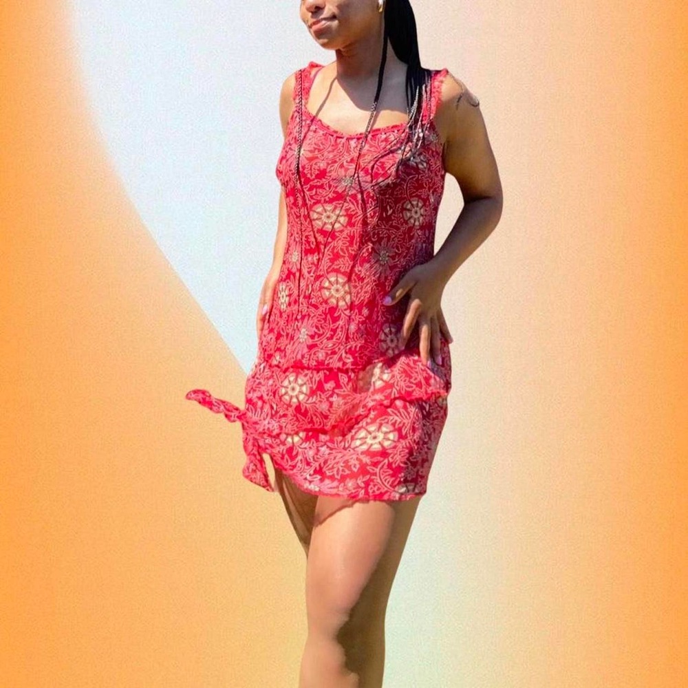 Vintage Red Floral Print Top Secret Dress